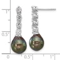 thumbnail image 3 of Auriga 925 Sterling Silver Rhod-Plated 9-10mm Tahitian Pearl and CZ Post Dangle Earrings for Women, 3 of 5