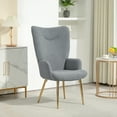 thumbnail image 2 of HOMCOM Wingback Accent Chair with Metal Legs for Living Room Bedroom Grey, 2 of 9