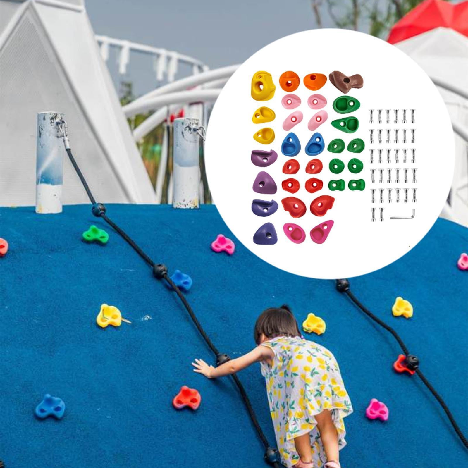 Wswqop 32 Pieces Rock Climbing Holds Climbing Rocks Includes Mounting Hardware Coloured