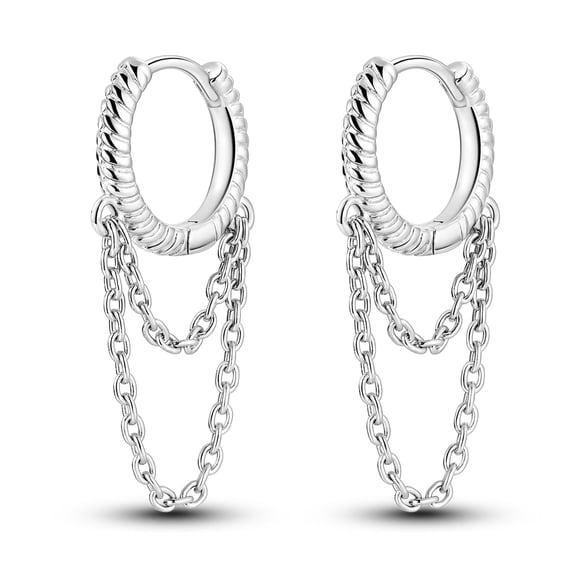 NARMO Original 925 Sterling Silver Snake Bone Pattern Chain Hoop Earrings for Women Jewelry Making
