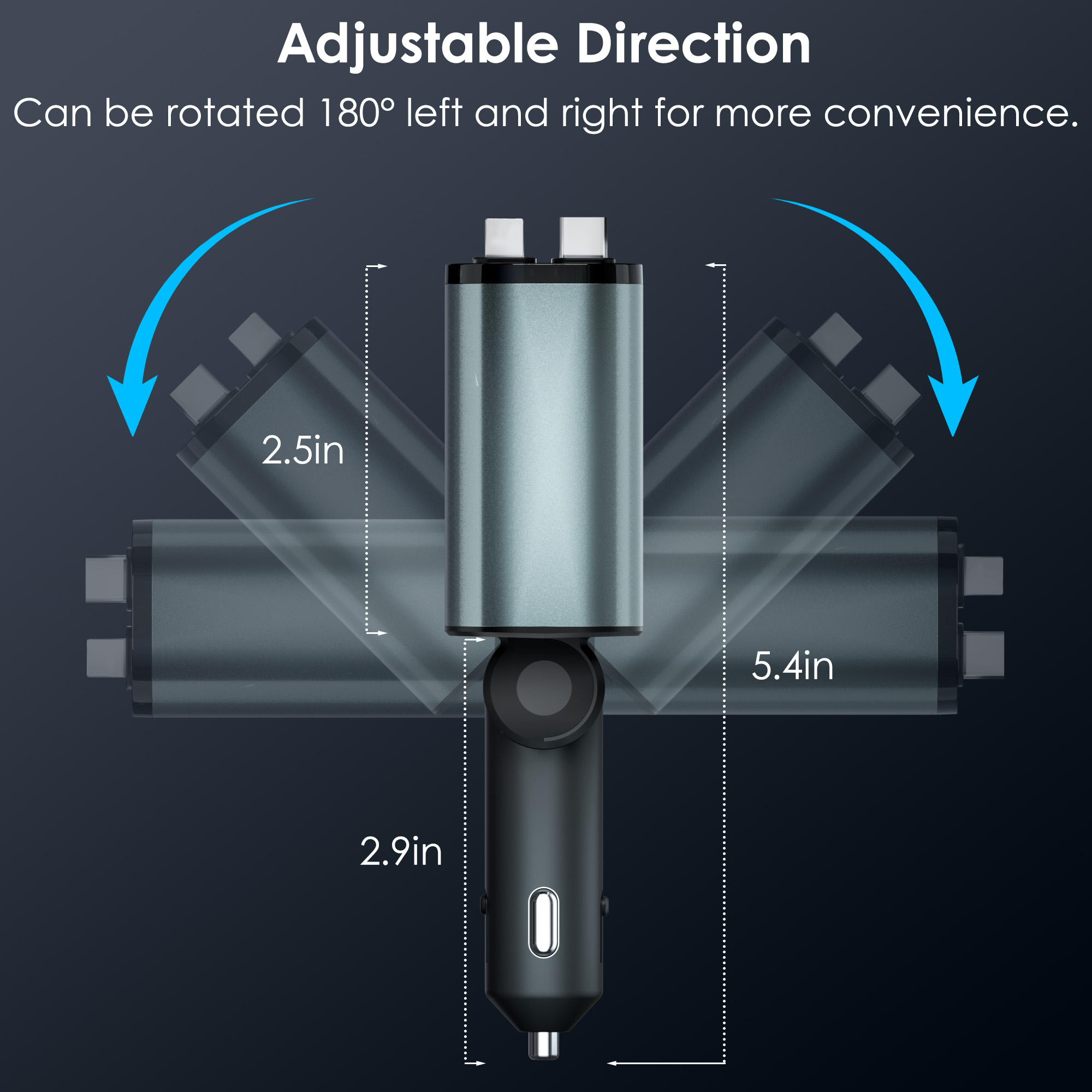 Cshidworld 66W Retractable Car Charger with 4-in-1 Cables photo 8