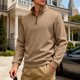 thumbnail image 3 of Ceisia Men's Casual Striped Half Button Round Neck Pullover with Pocket Daily Fashion Top Gift, 3 of 9