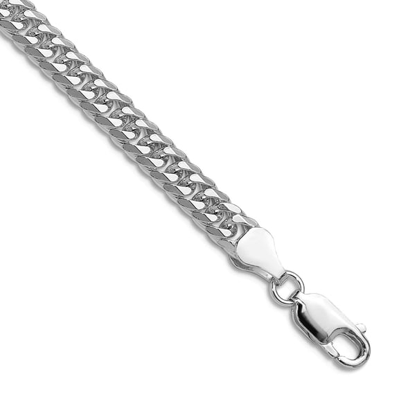 925 Sterling Silver Rhodium Plated 5.7mm Double Sparkle-Cut Curb Chain Necklace 24 Inch Chain Necklace for Women and Men