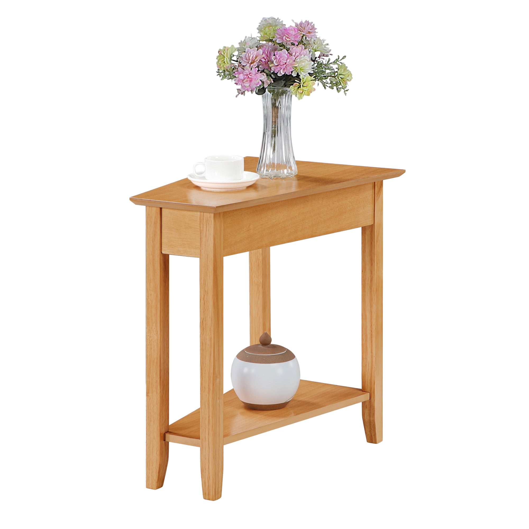 Convenience Concepts American Heritage Wedge End Table with Shelf, Honey Oat