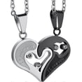 thumbnail image 1 of Collar con colgante de amistad de acero inoxidable con forma de corazón o gato para niñas., 1 of 5