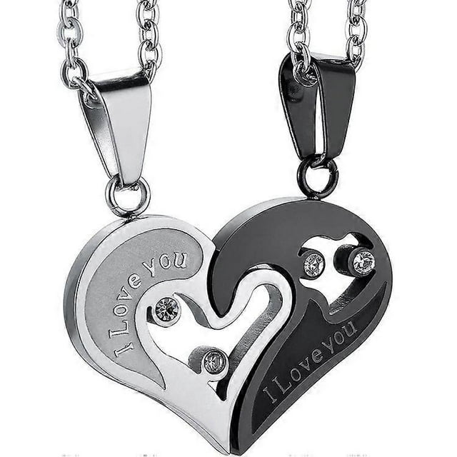 Collar con colgante de amistad de acero inoxidable con forma de corazón o gato para niñas.