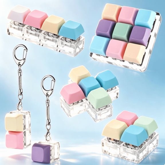 6PCS Keyboard Decompression Toys, Tactile Mechanical Key Clicker, Compact Fidget Cube Keychain for Adults, Relieve Anxiety & Pass Time