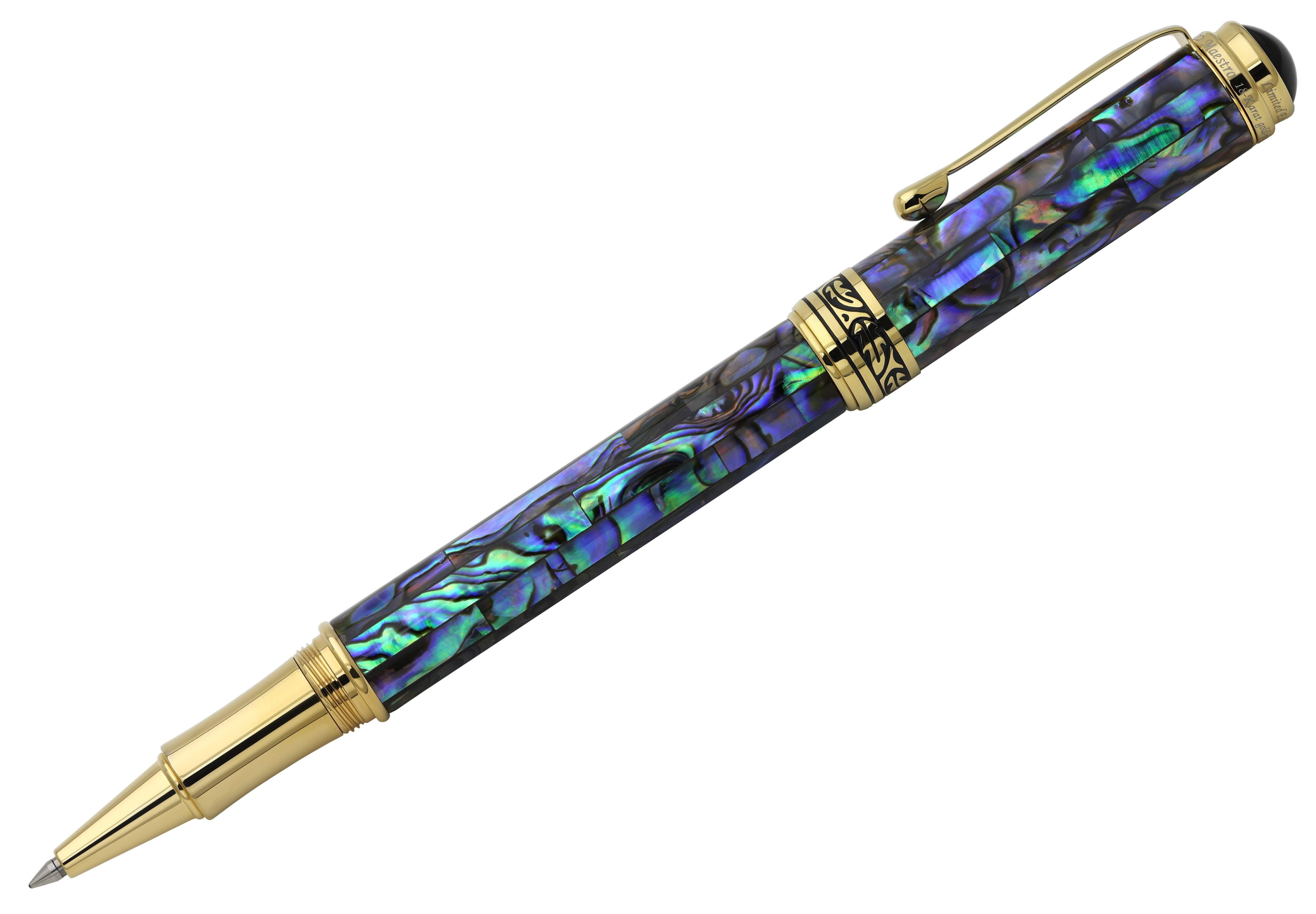Xezo Xezo Maestro® Paua Abalone Sea Shell Rollerball Pen - 18K Gold Plated
