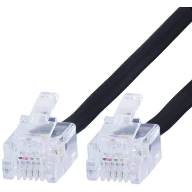 Telephone Line Cord, 10ft - Black (RJ-11)