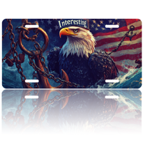 1 Pcs 2D Flat License Plate Covers & Frames, An Eagle with Chains For Decorative Front, Waterproof For Decoration Aluminum License Plate Covers & Frames Cover For Men Women, 12" X 6"