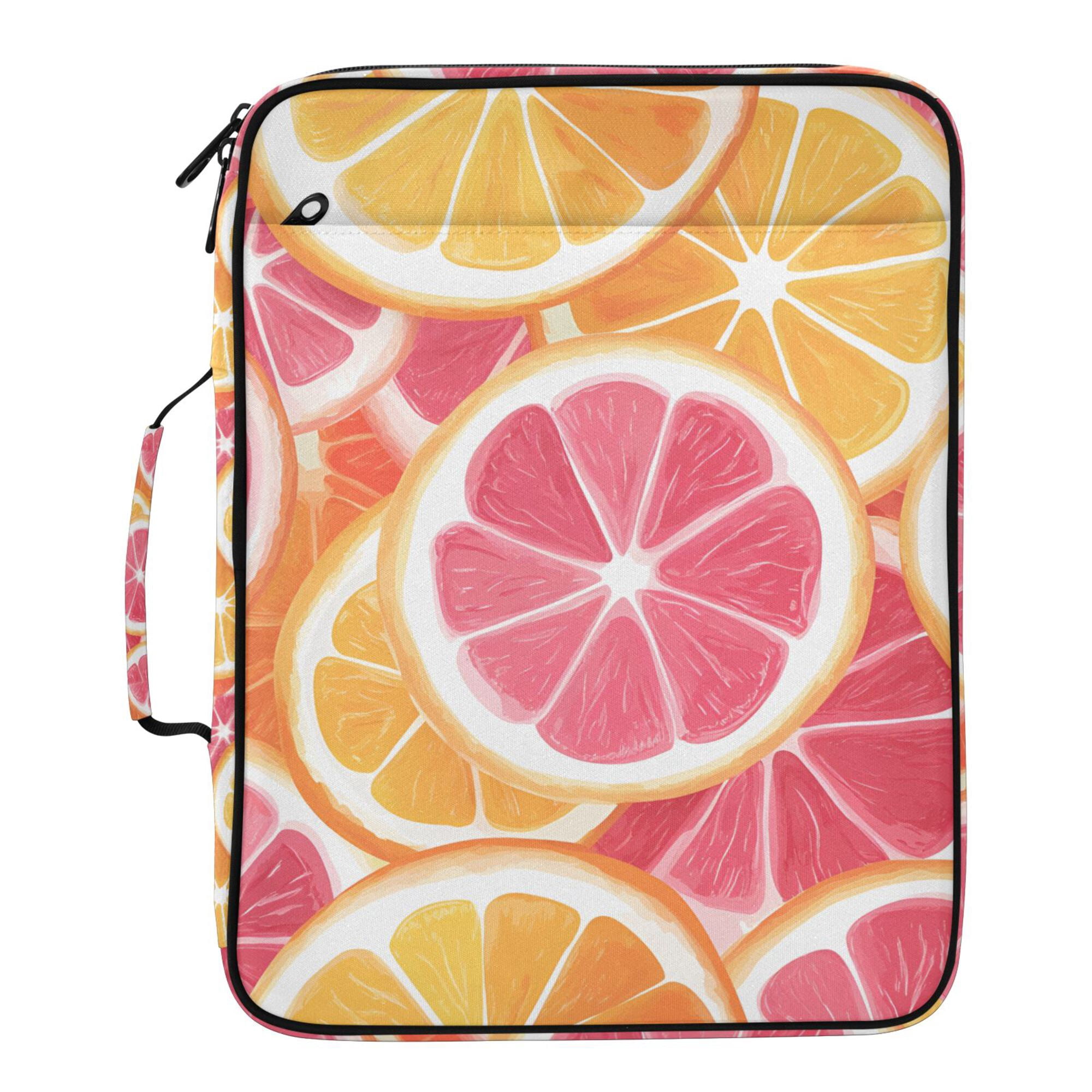 FORMRS Accordion File Folder A4 Size 7-Pocket Expanding Document Organizer Bag with 3 Ring Binder, Pink Grapefruit Slices