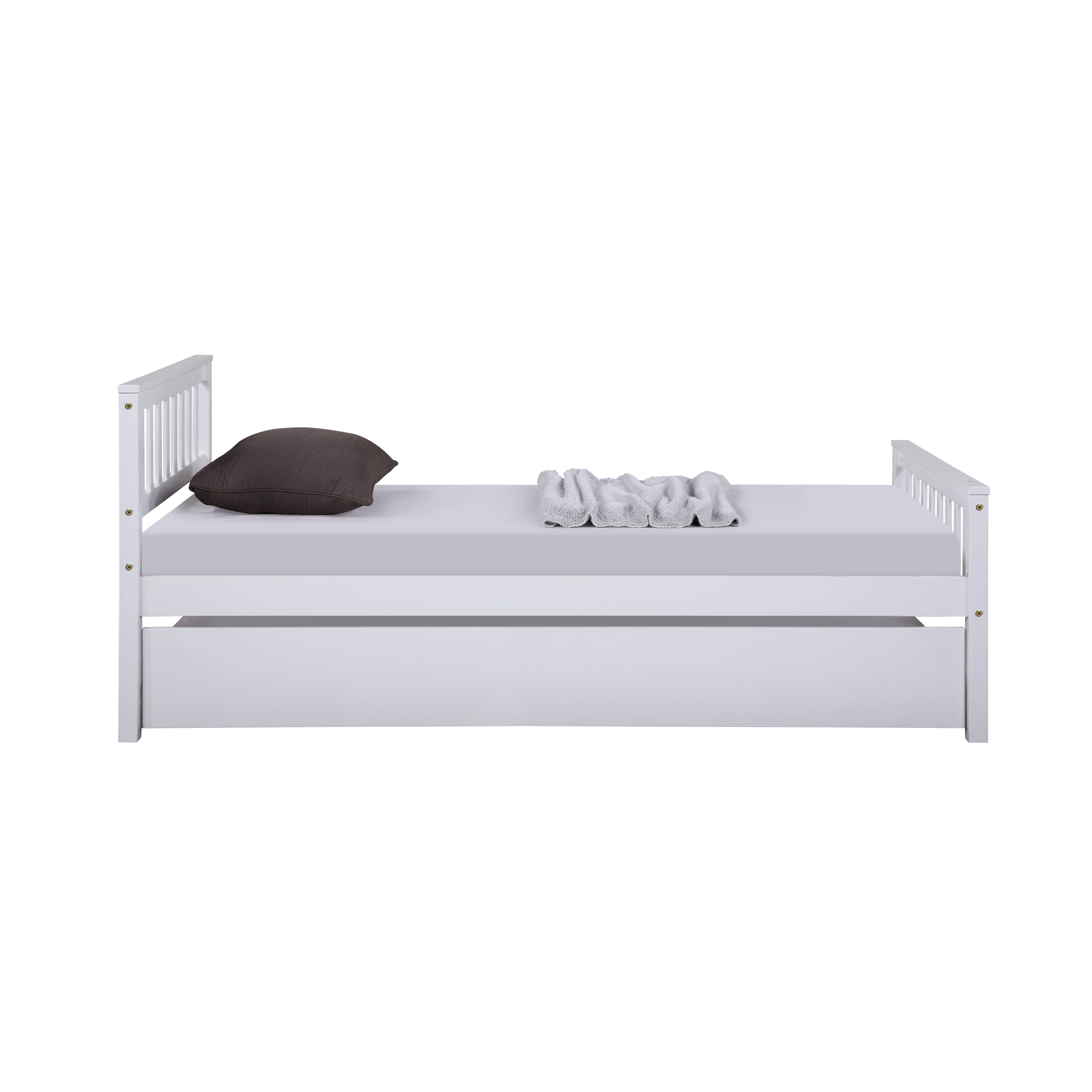 Aukfa Twin Platform Bed with Trundle for Kids - Wood Bed Frame - Gray