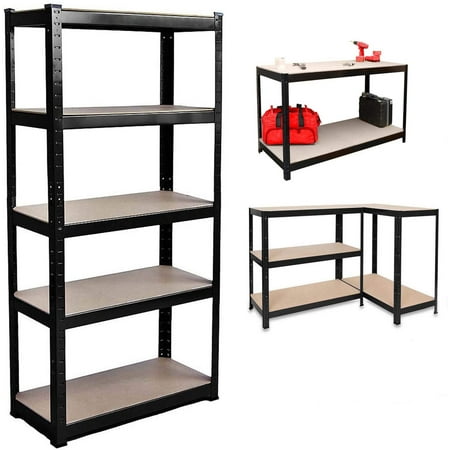 

MYDENIMSKY 5 Tier Heavy Duty Metal Shelving Rack Unit Garage Storage Shelf 29.5 W x 11.8 D x 59.1 H Black