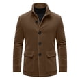 thumbnail image 3 of XUNKUSGA Men's Vintage Corduroy Coat Vintage Stand Collar Single Breasted Mid Length Jackets for Men Classic Solid Color Slim Fit Trench Coat with Pockets for Autumn Winter,S, 3 of 6