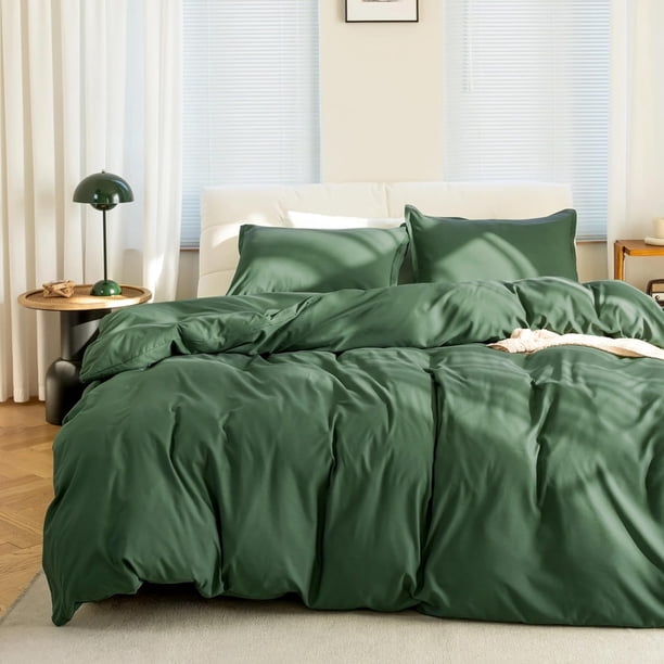 Juego de Funda Nórdica Verde, 3 Piezas, 1 Funda Nórdica 90×90 Pulgadas