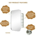 thumbnail image 3 of TEHOME Chrome Rectangle Medicine Cabinet, 22x30 inches, Recessed/Surface Mount, Stainless Steel, 3 of 8