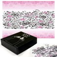 thumbnail image 3 of Ambesonne Black and Pink Jigsaw Puzzle, Swirling Flowes, Heirloom-Quality Fun Activity for Family Durable Cardboard, 1000 pcs, Pink and Charcoal Grey, 3 of 6