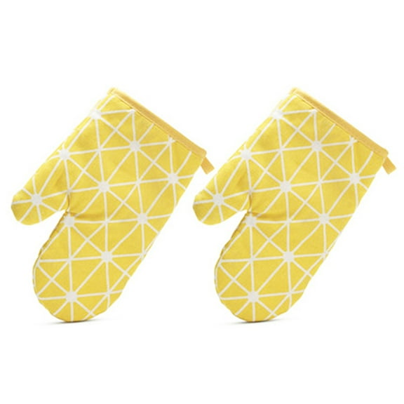 GOOHOCHY Cotton Linen Oven Mitts for Baking Use Resistant Kitchen Gloves with Non Slip Grip 2PCS