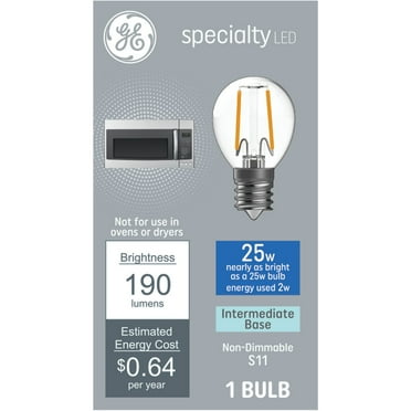GE Appliance LED Light Bulb, 25 Watt, Soft White, S11 Bulb, E17 Base