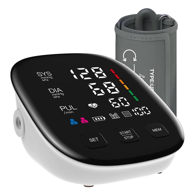Tensiómetro automático de brazo para uso doméstico con pantalla LED digital, brazalete ajustable de 9-17 pulgadas con memoria para 2 199 lecturas (blanco)
