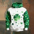 thumbnail image 2 of IWRICH St. Patrick's Day Hoodies for Men Clover Graphic Pullover Tees Irish American Flag Shamrock Casual Hooded Sweatshirt 05-White XXL, 2 of 4