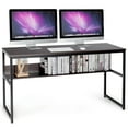 thumbnail image 1 of Patiojoy 55" Industrial Computer Desk Contemporary Writing Table with Storage Shelf Coffee, 1 of 5