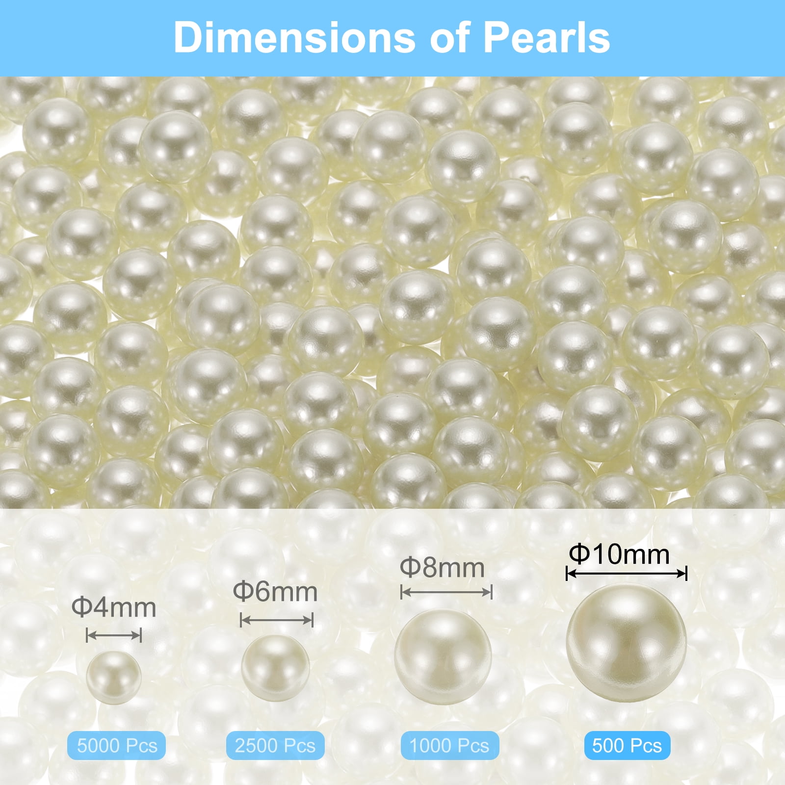 Unique Bargains Round Faux Pearl for Crafting No Hole Pearls for Vase Fillers White