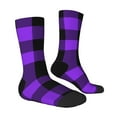 thumbnail image 3 of Uemuo Purple Buffalo Plaid Pattern Women's Crew Socks, Soft Durable Breathable Moisture-Wicking with Odor Control Cotton socks, 3 of 9