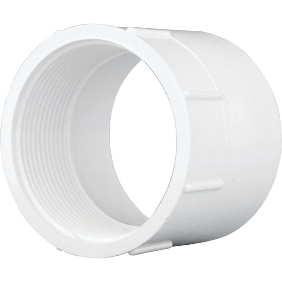 Charlotte Pipe PVC Pipe Adapter, 3 In. Hub x 3 In. FPT, Schedule 40 - White
