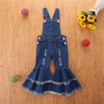 thumbnail image 2 of WOYY Toddler Girls Denim Overalls Sleeveless Denim Flared Jumpsuit Fashion Kids Dungarees, 2 of 9