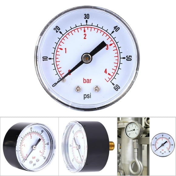 Air Pressure Gauge, Stainless Steel Pressure Gauge 50mm Dial 1/8 BSPT Back Mount For Air Water Oil Gas, Pressure Gauges