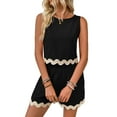thumbnail image 3 of Womens 2 Piece Vacation Outfits Lounge Sets Casual Cropped Tank Tops Shorts Matching Set Black L, 3 of 6