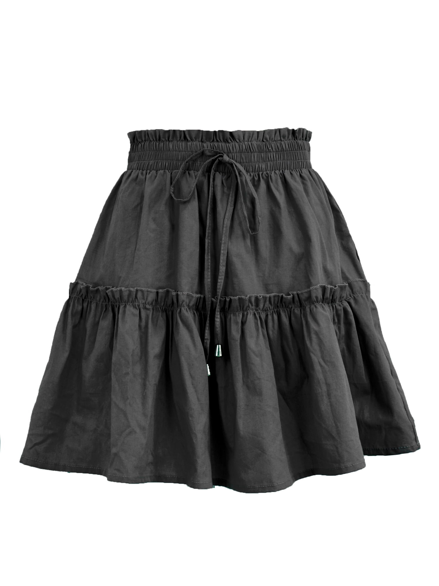 Listenwind Girls Women's Flared Short Skirt Solid Pleated Casual Mini Skater Skirt Party Club