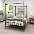 thumbnail image 2 of Aukfa Full Size Canopy Bed Frame, Four-Poster Metal Platform Bed with Headboard and Footboard - Black, 2 of 8