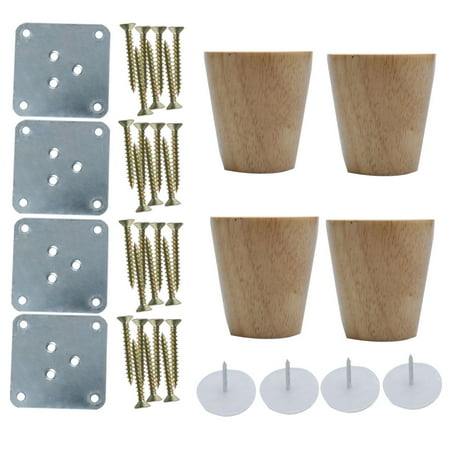 2 4 Round Wood Furniture Legs Chair Table Cabinet Cupboard Feet Replacement Height Adjuster Set Of