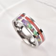 thumbnail image 3 of JQUEEN Flat 8mm Coral Purple Turquoise Polished Finish Silver Tungsten Weddng Ring Size 7-12, 3 of 3