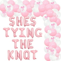 94Pcs She's Tying the Knot Bachelorette Party Decorations - Bow Garland Arch Kit She's Tying the Knot Letter Foil Balloon for Girls Bachelorette Party Bridal Shower Engagement Wedding Party Supplies