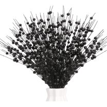 10 Pack Christmas Tree Filler Decorations, 17 Inch Christmas Tree Picks and Sprays, Christmas Glitter Berry Stem for Christmas Floral Arrangement Decorations Wedding Holiday Winter Home Decor(Black)
