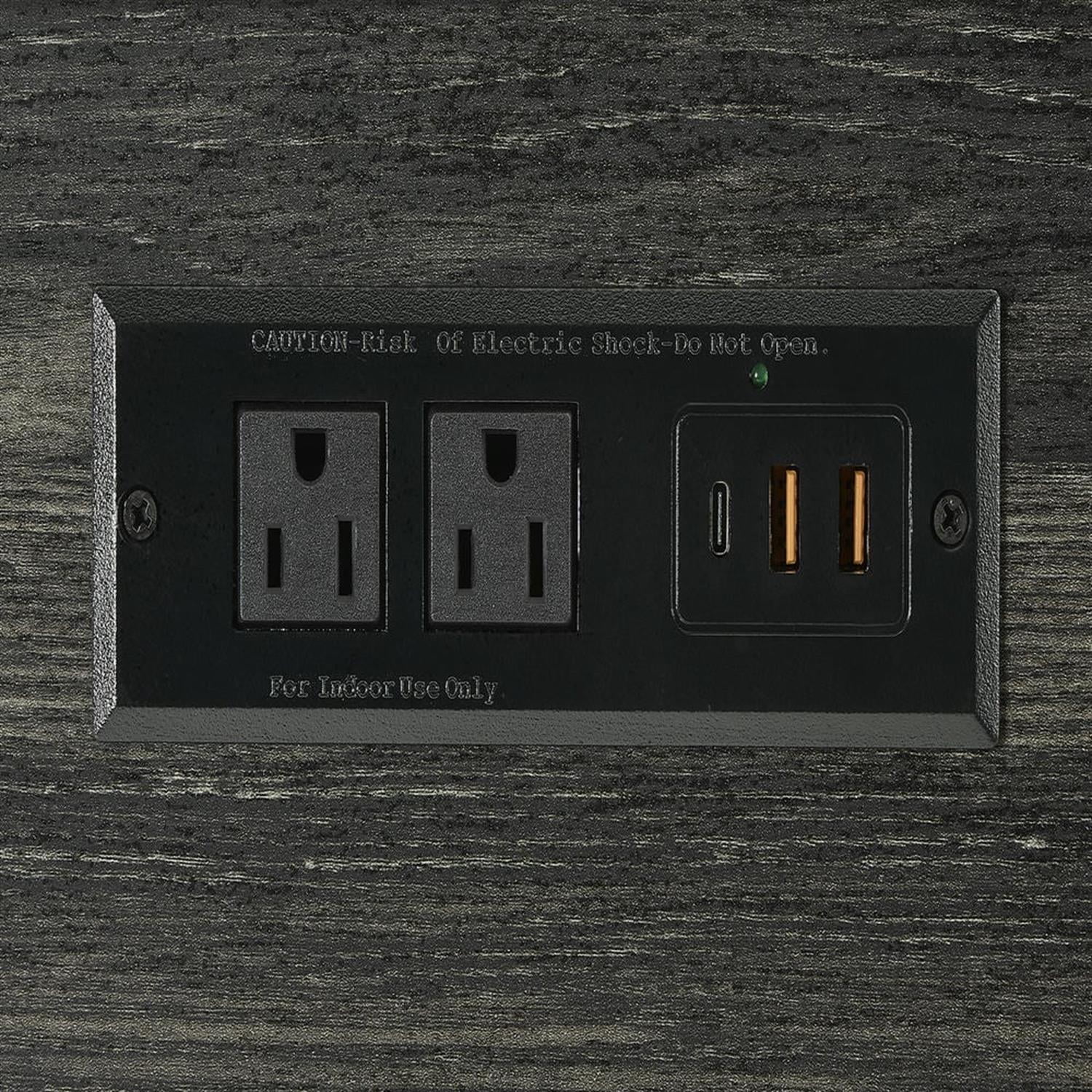 Demi Bonn 4-Piece Dining Table Set with 3 Upholstered Bar Stool and Power Outlets,dustrial Kitchen Bar Table Furniture Sets for Living Room, Apartment, Black