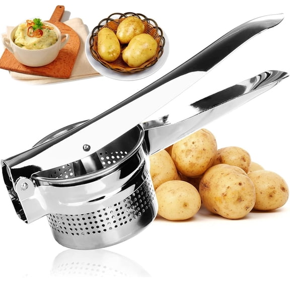 Potato Ricer, Stainless Steel Potato Masher, Multifunctional Kitchen Manual Masher Tool for Fruit Vegetable