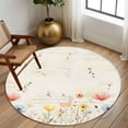 thumbnail image 3 of Round Area Rug 6 Ft, Watercolor Wildflowers Washable Non-Slip Circle Carpet for Living Room/Bedroom, Farmhouse Country Botanical Flowers Low-Profile Indoor Mats Collection Rugs for Residential, 3 of 7