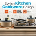 thumbnail image 4 of SereneLife Kitchenware Pots & Pans Basic Kitchen Cookware, Black Non-Stick Coating Inside, Heat Resistant Lacquer (6-Piece Set), One Size, Gold, 4 of 8