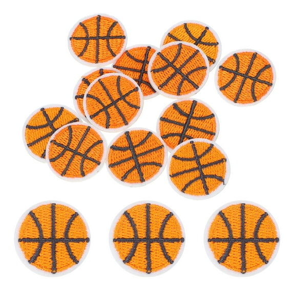 Uxcell 24mm Iron on Patches for Clothes, 12 Pack Basketball Patch Hot Melt Adhesive Sew Appliques, Orange