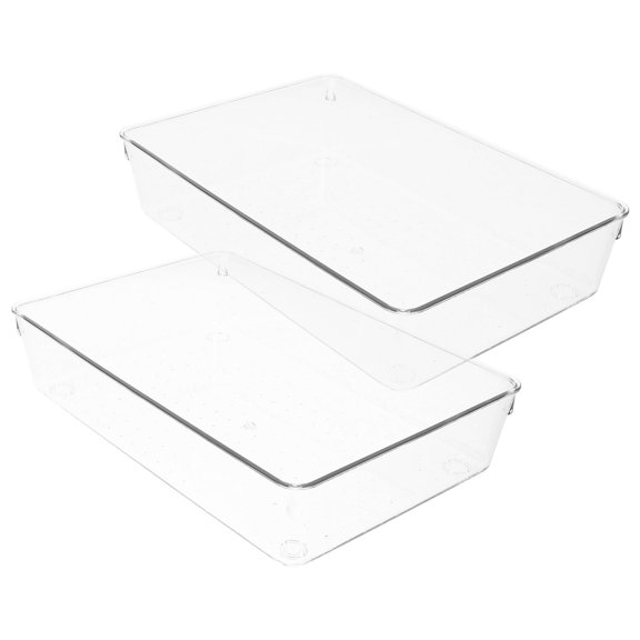 Nishuna 2pcs Narrow Drawer Organizer Combined Cutlery Storage Organizers Desk Drawer Dividers Organizer Boxes