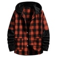 thumbnail image 6 of Thousandth Men Hooded Plaid Flannel Jacket Casual Long Sleeve Shirts Fashion Loose Fit Button Down Shacket with Pockets for Fall Daily Wear, 6 of 8