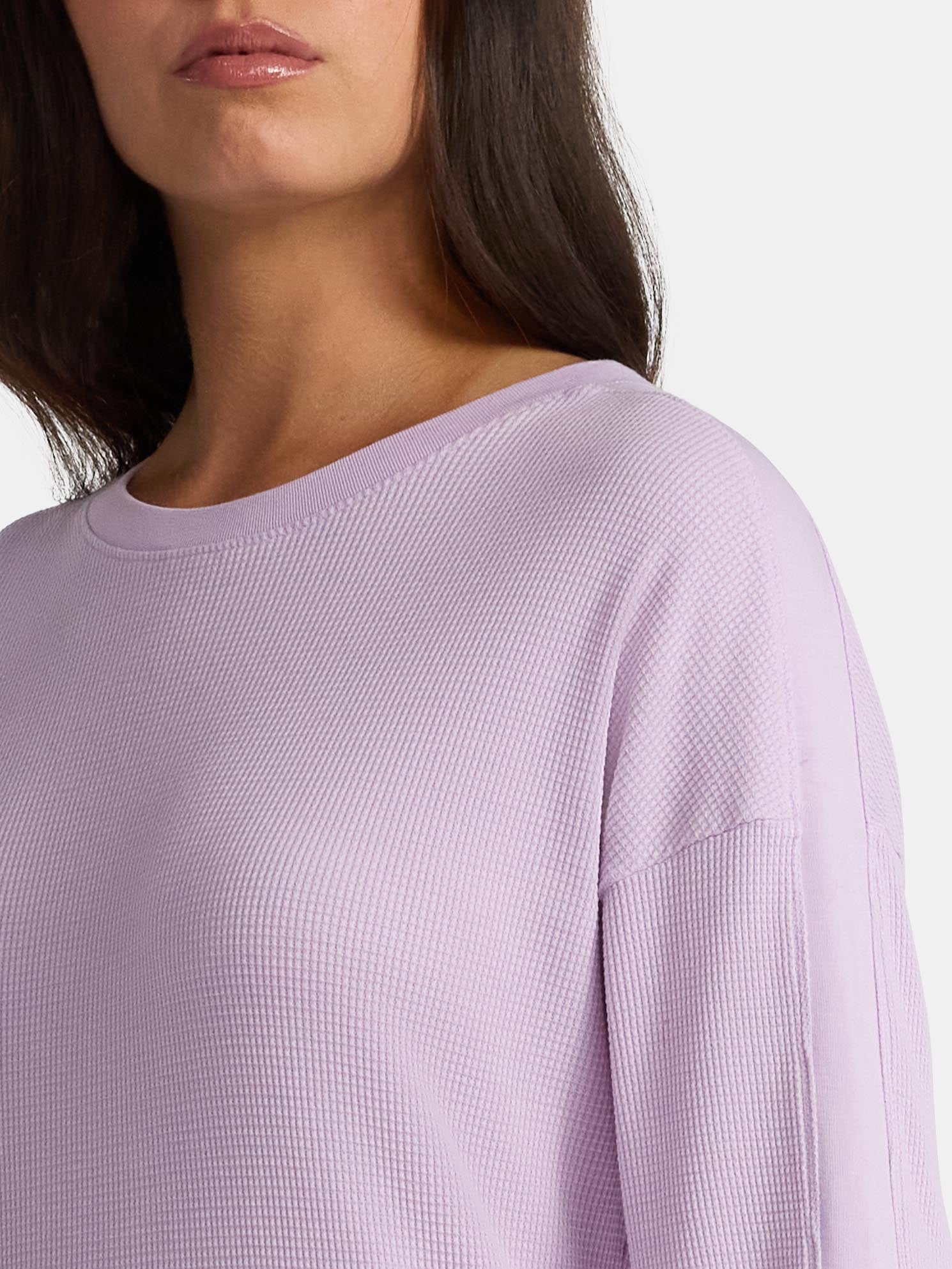 Time and Tru Women's Boxy Thermal Tee with Long Sleeves, Sizes XS-XXXL
