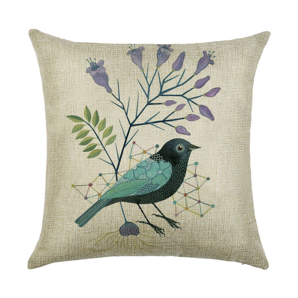 Cute Bird Decorative Throw Pillow Case Cushion Cover 18''x18'' Cotton