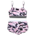 thumbnail image 4 of RUNQHUI Girls 2 Pcs Gym/Dance/Swim Outfits Camouflage Straps Crop Top with Bottoms Gymnastics Leotard Camo Pink 12, 4 of 7
