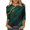 thumbnail image 2 of Hauts pour Femmes Chic Décontracté Mode pour Femmes T-shirt Ample Imprimé Blouse à Manches 3/4 Col Rond Hauts Décontractés Blouse pour Femmes en Liquidation, 2 of 4