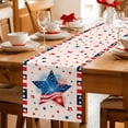 thumbnail image 5 of Patriotic USA Flag Table Runner - 48 Inch Long Memorial Blue Red Freedom Lines Cotton and Linen Blended Dress Scarves Farmhouse Table Runner for Kitchen Dining, Coffee Table, 13" x 48", 5 of 8